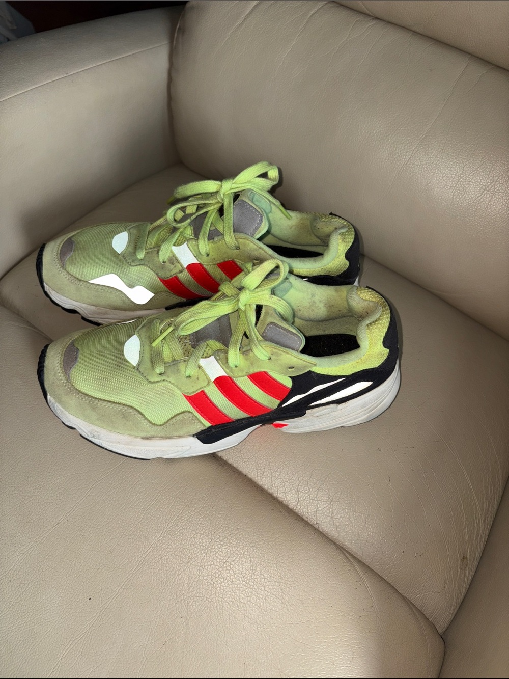 Adidas Yung 96 Neon Green with Red Stripe Sneakers UNISEX